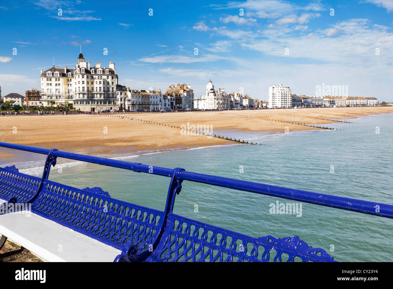 Eastbourne beach and seafront as seen from the pier, East Sussex England UK Stock Photo