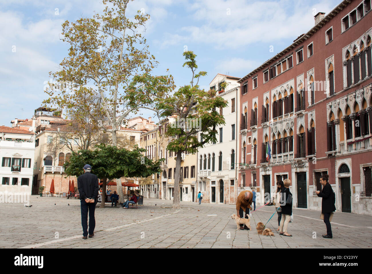 Campo San Polo, second largest square of Venice, Italy Stock Photo