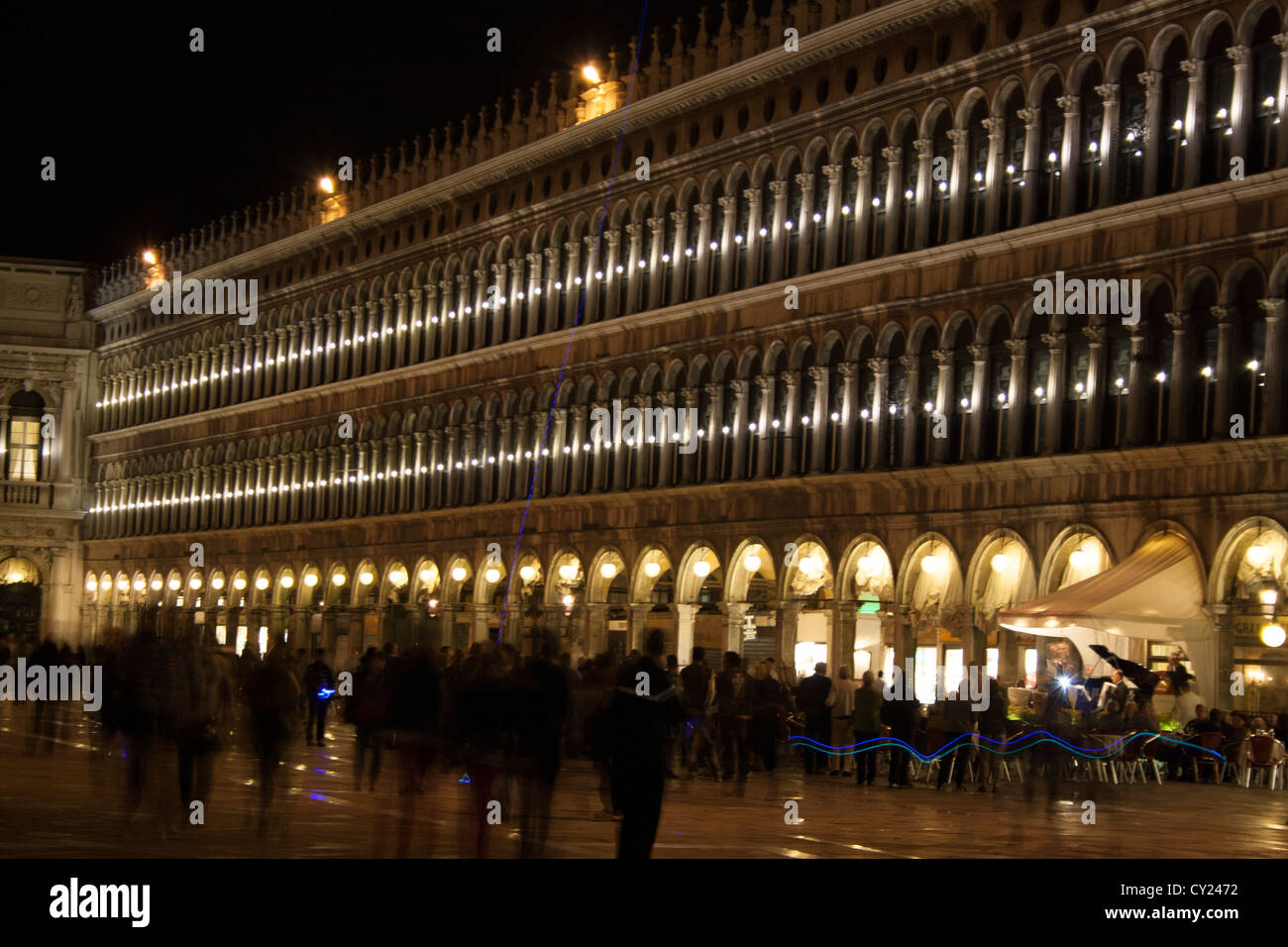 The Procuratie Vecchie on St Mark's Square at night, Venice Stock Photo