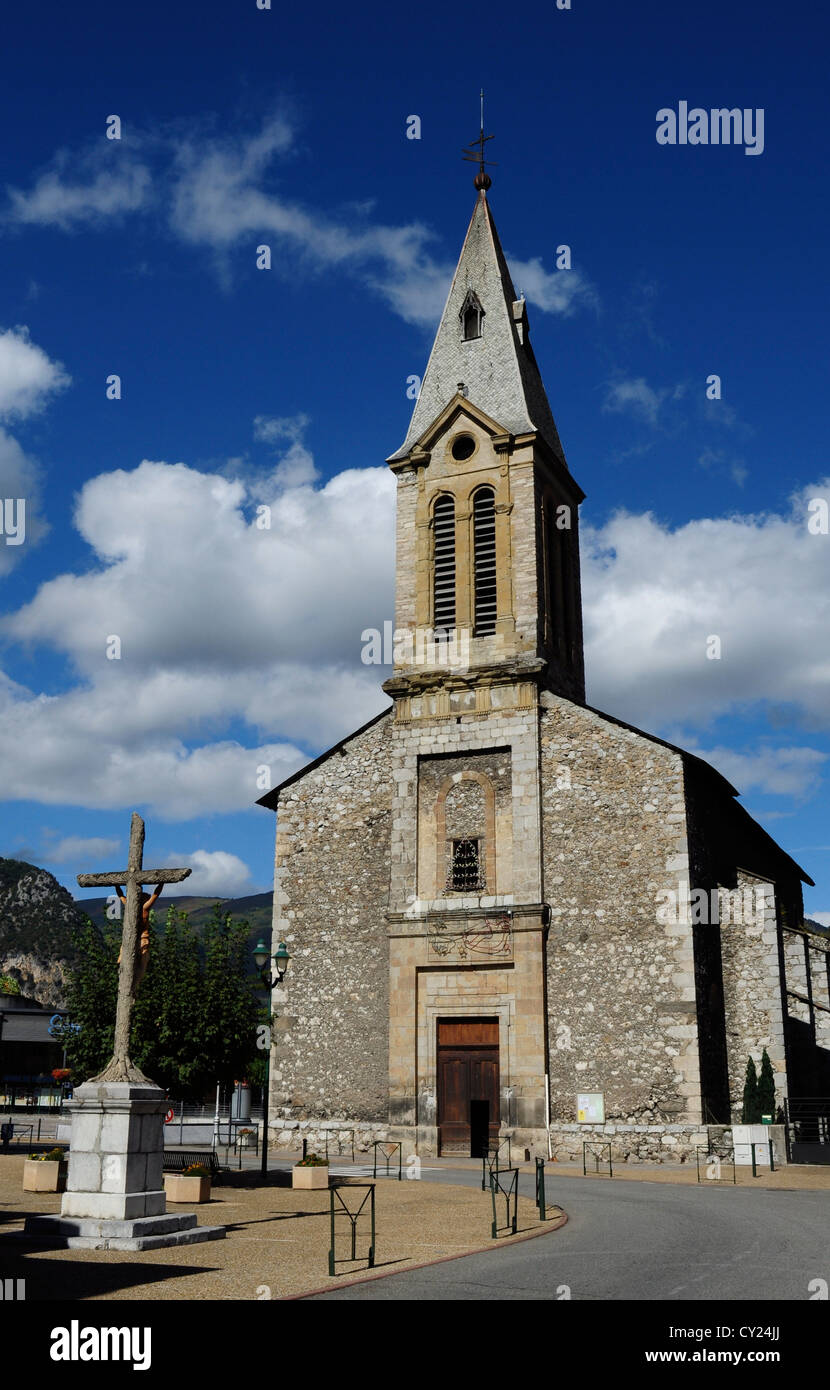 Church, Tarascon-sur-Ariege, Ariege, Midi-Pyrenees, France Stock Photo