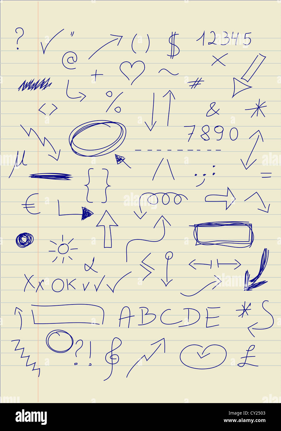 Set of doodle signs Stock Photo Alamy