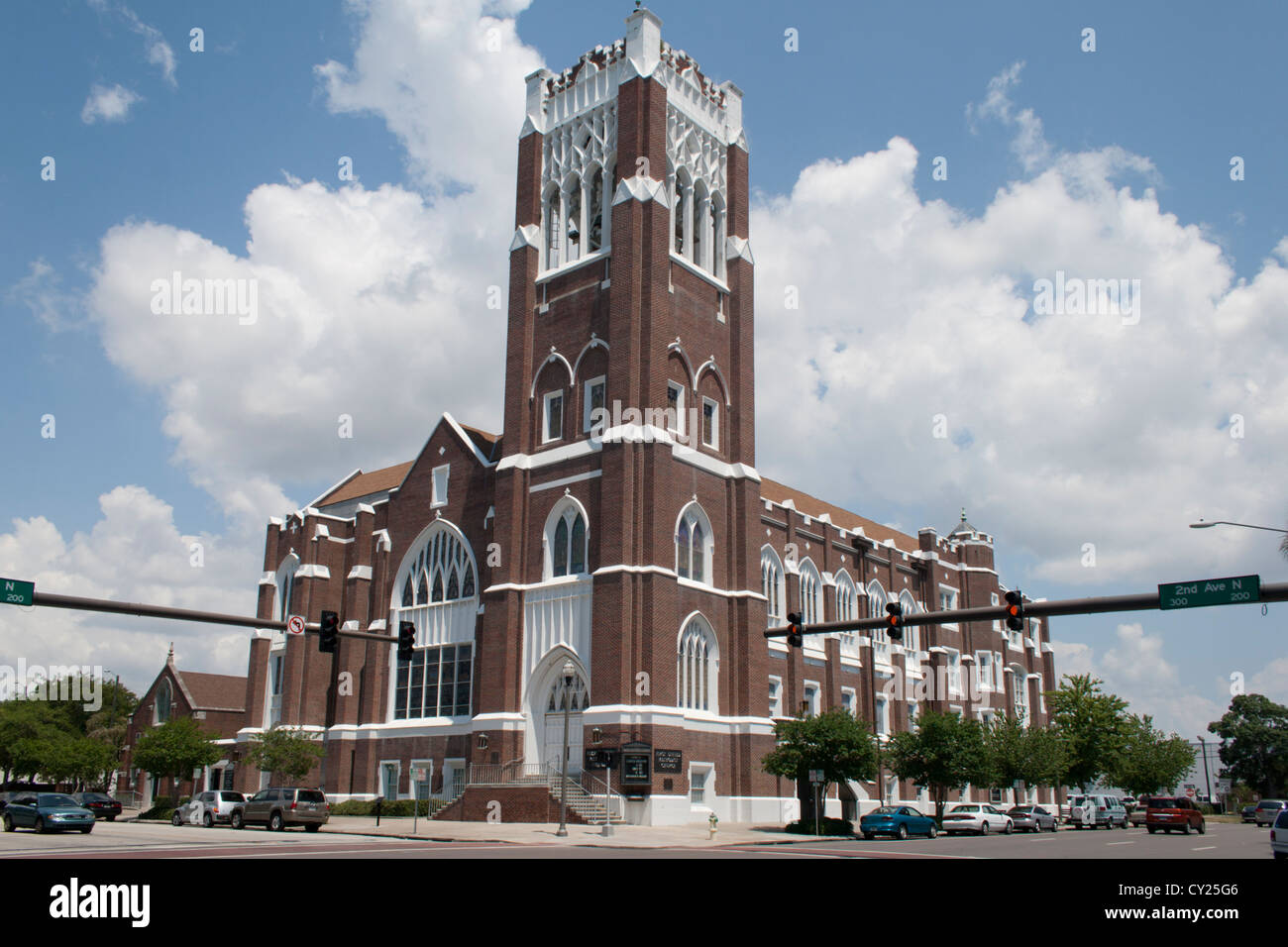 The First United Methodist Church of St. Petersburg is a historic church in St. Petersburg, Florida. Stock Photo