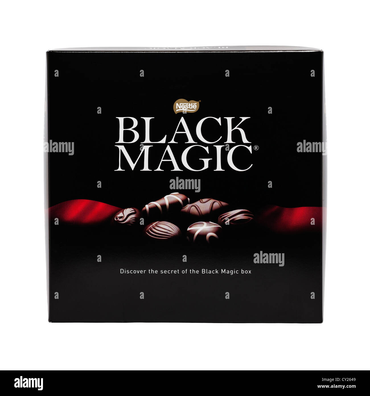 A box of Nestle Black Magic dark chocolates on a white background Stock Photo