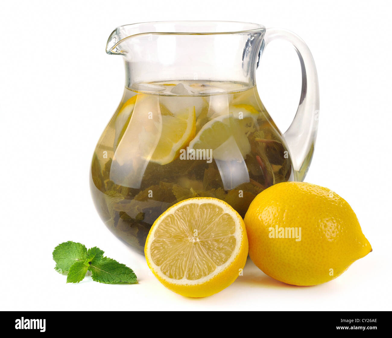 lemonmint drink in a pitcher with lemons Stock Photo Alamy