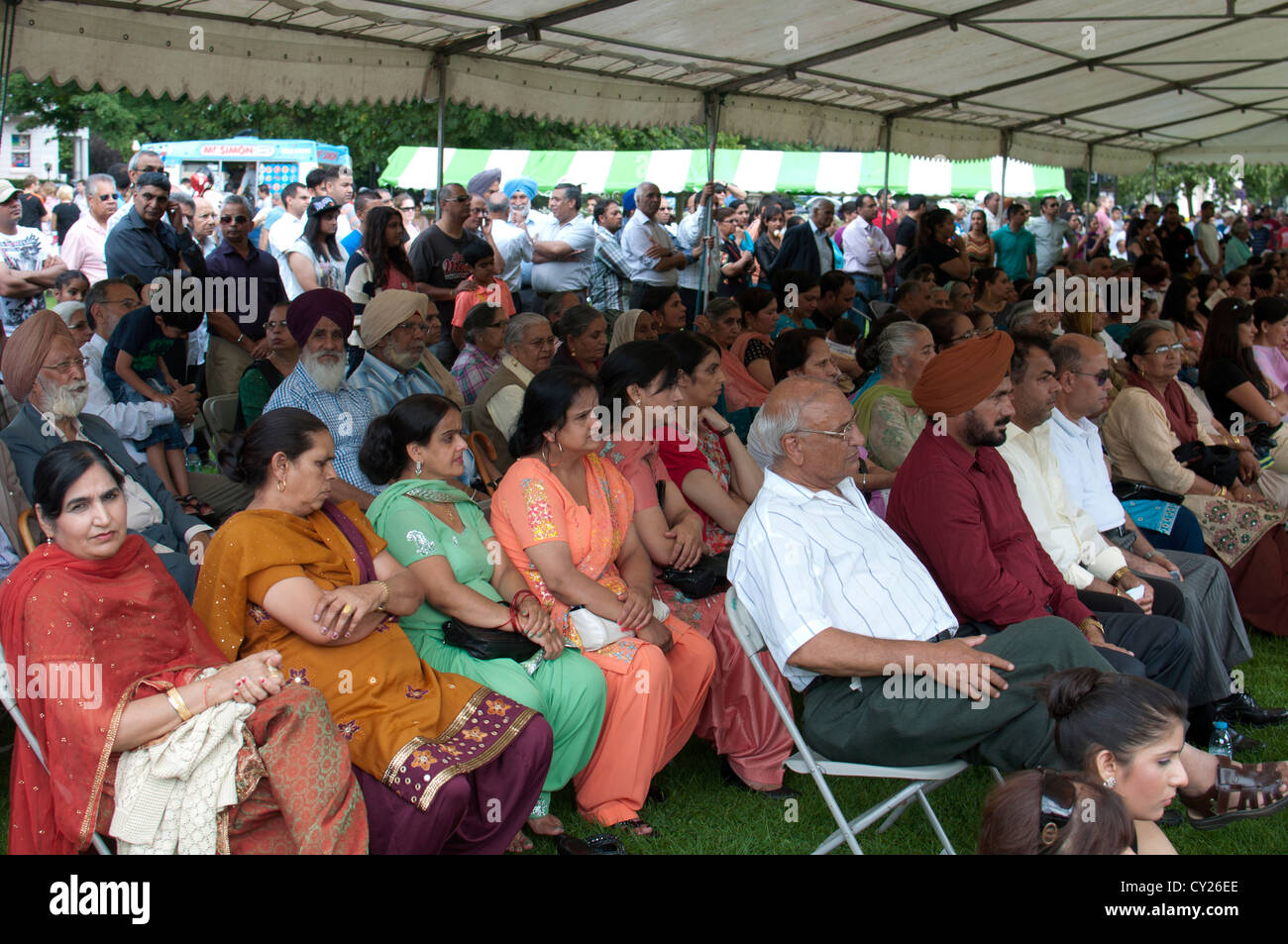 Audience at an Indian cultural festival, Leamington Spa, UK Stock Photo