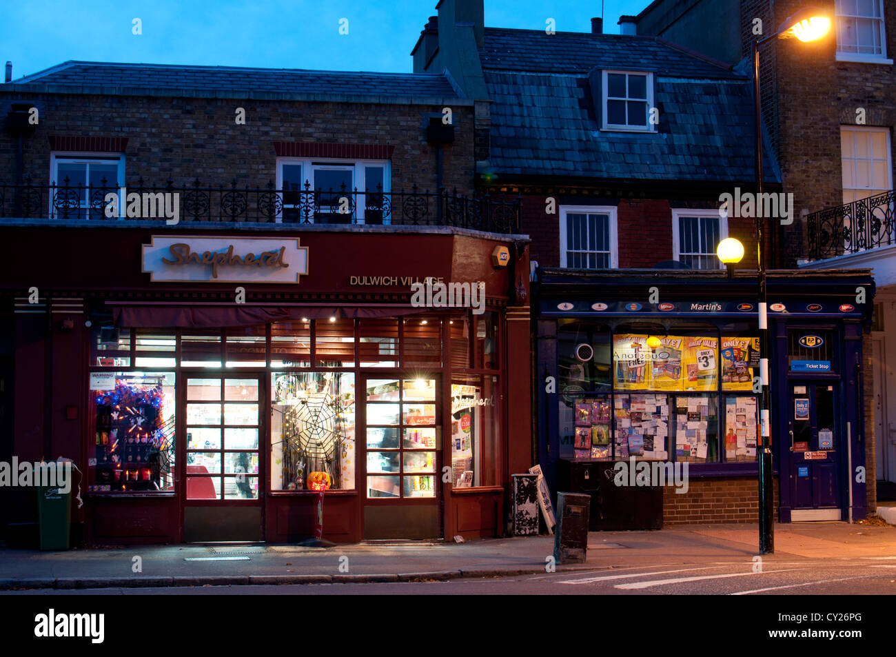 Dulwich Village at night, London, UK Stock Photo