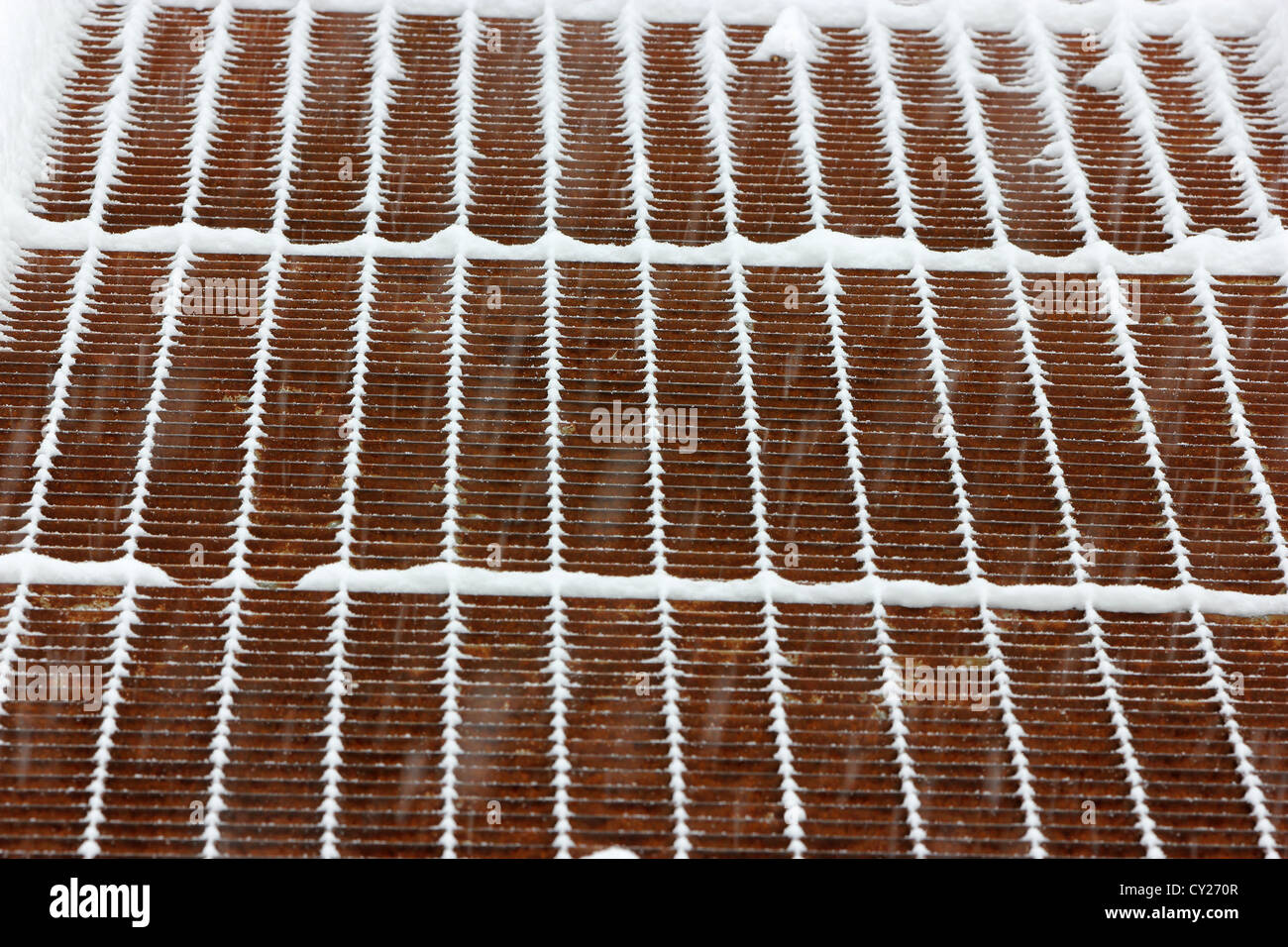 snow covered grid in the winter season, detail, theme, photoarkive Stock Photo