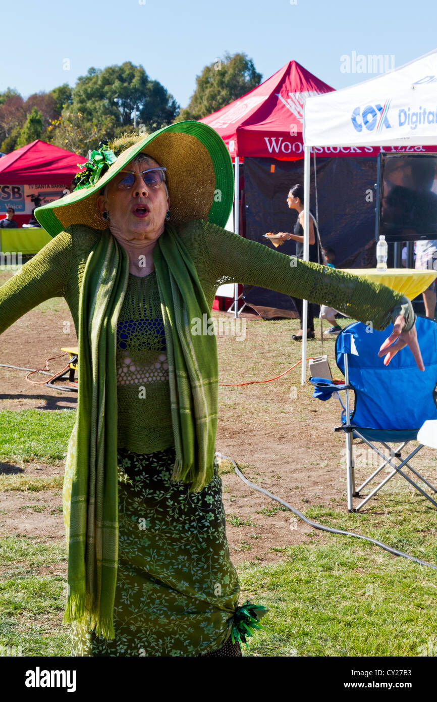 Funny old woman dancing Stock Photo - Alamy
