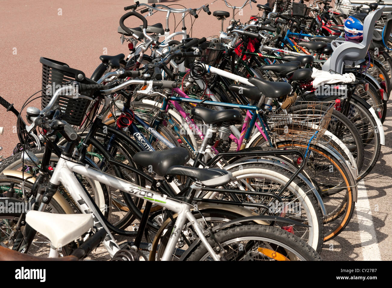 Hundreds of Bicycles Bikes Commuters Le Touquet France Europe Stock
