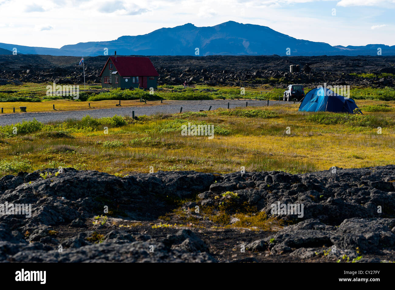 Camping in remote area of Iceland Stock Photo