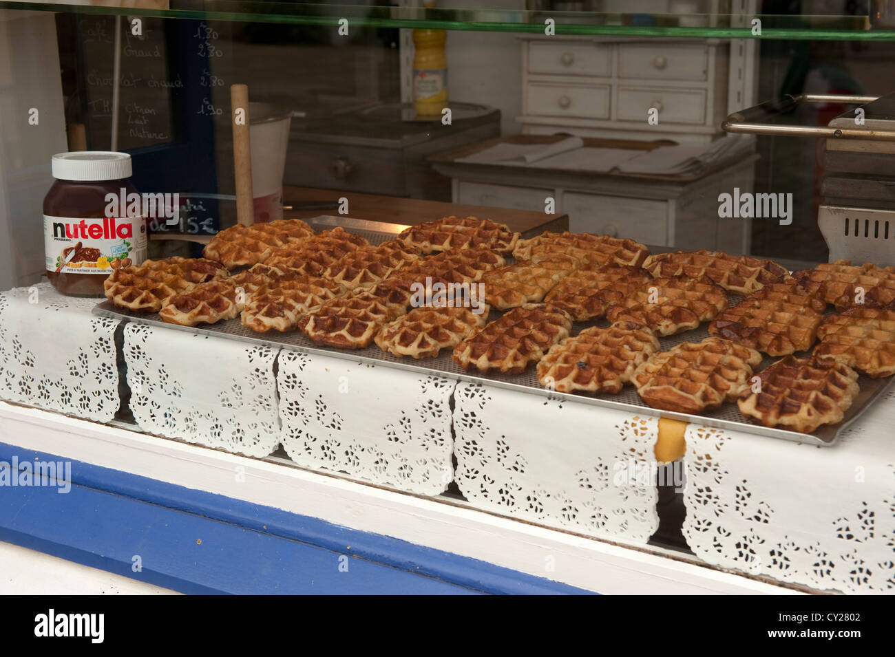 Waffles crepes Waffle Shop Wissant France Europe Stock Photo