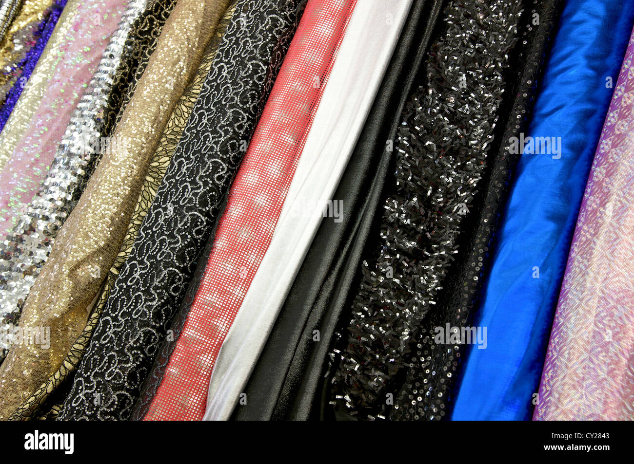 stage costume fabrics on sale in London theatrical store Stock Photo Alamy