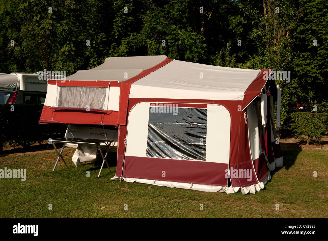 Trailer Tent Camp Site Guines France Europe Stock Photo - Alamy