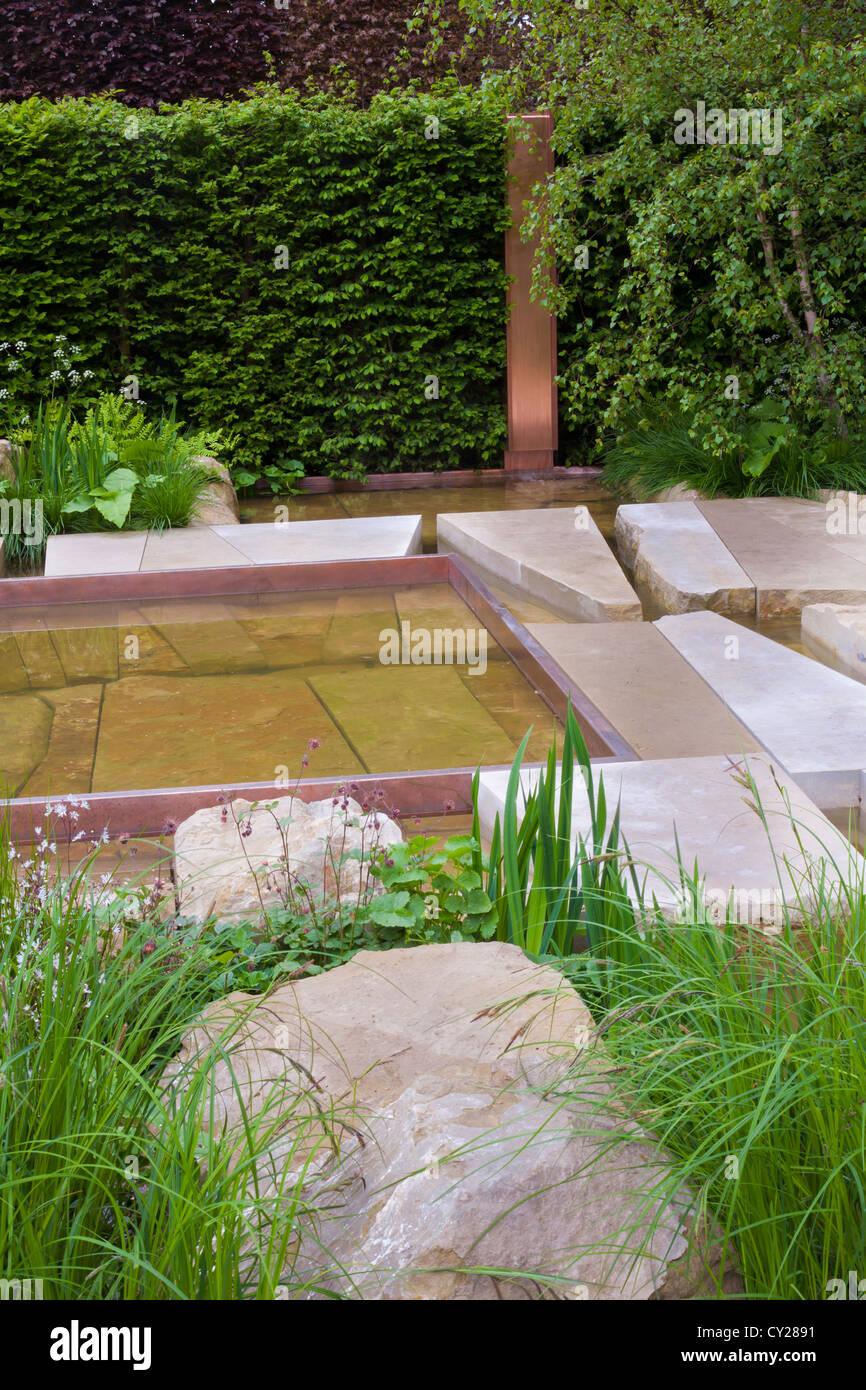 View of the contemporary garden the telegraph garden chelsea flower show 2012 stepping stones and large boulders design sarah
