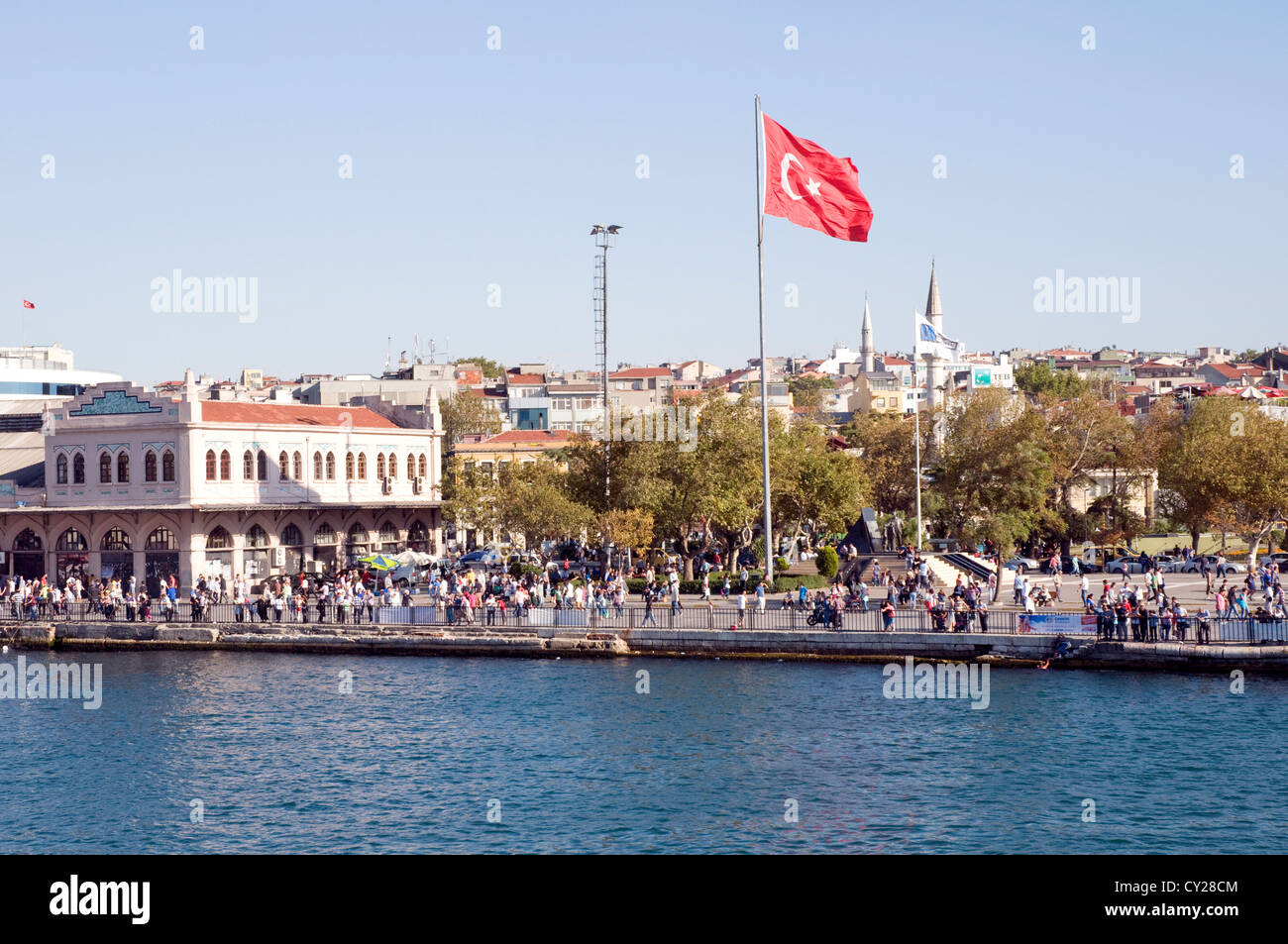 The main ferry terminal at the port of Kadikoy (Kadıköy), on the Sea of Marmara and the Asian side of the Golden Horn in the city of Istanbul, Turkey. Stock Photo