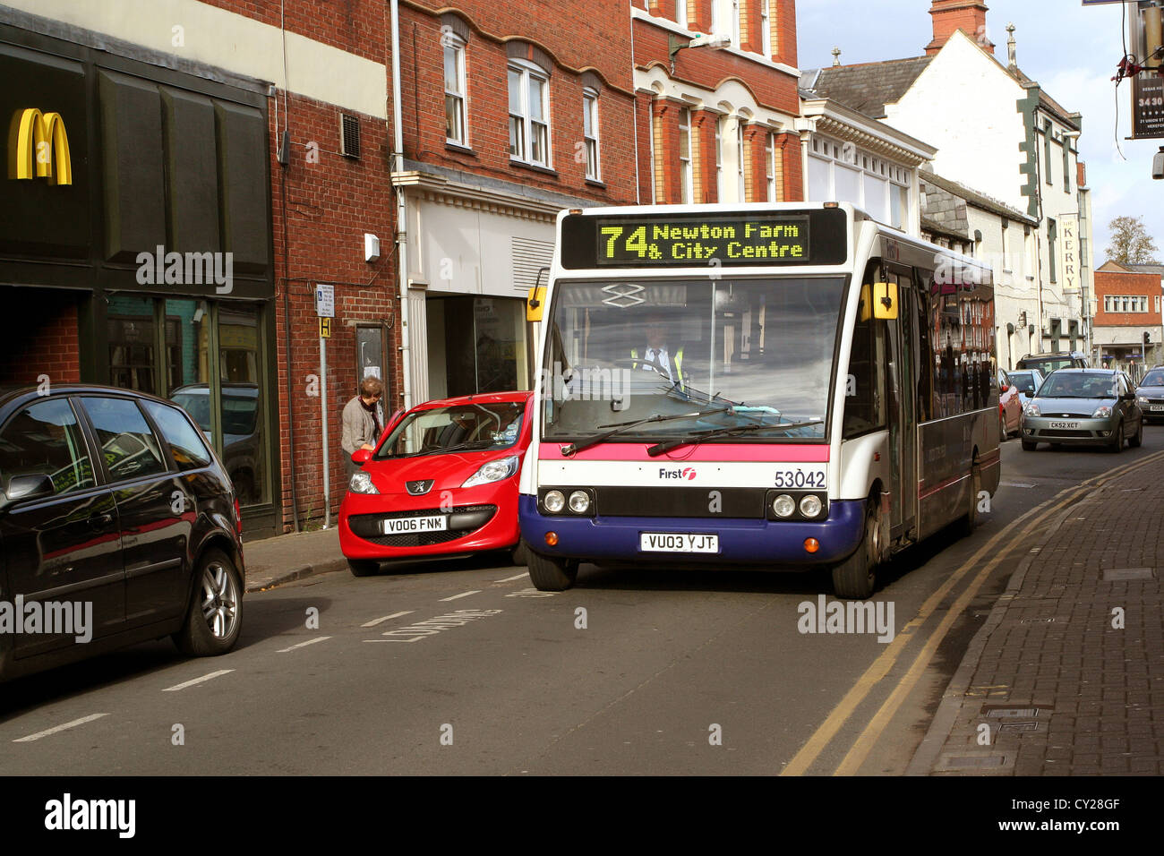 Hereford bus service operated by First group , October 2012 Stock Photo