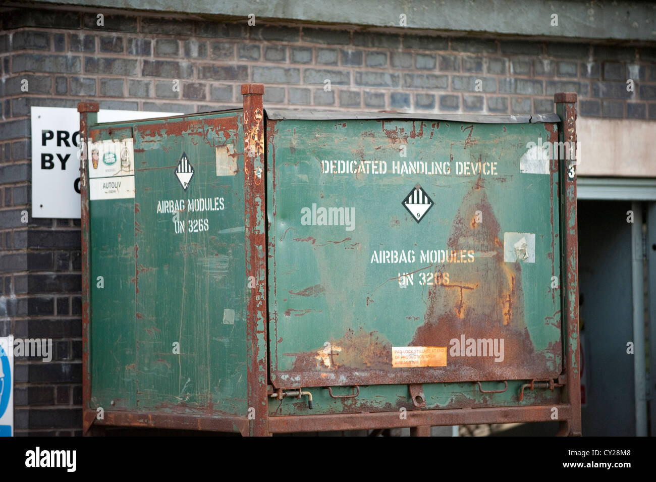 dedicated Handling Device Airbag Module UN 3288 Explosive Stock Photo