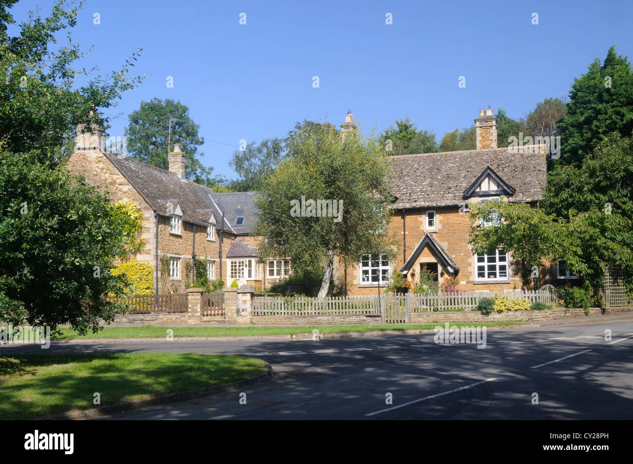 Cottages in the centre of BraunstoninRutland, Rutland, England Stock
