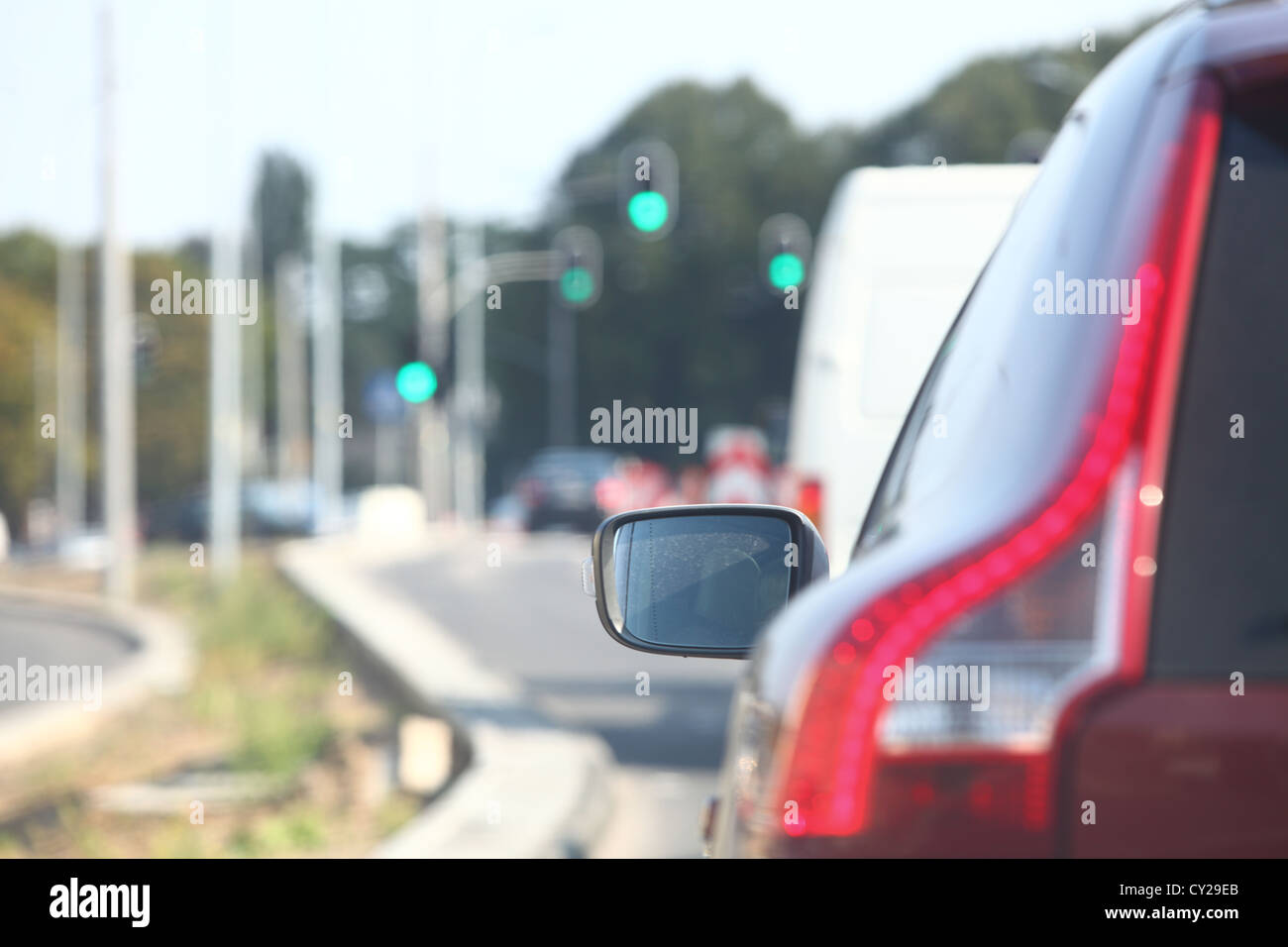 car within traffic jam in rush hour highway in city cars everywhere ...