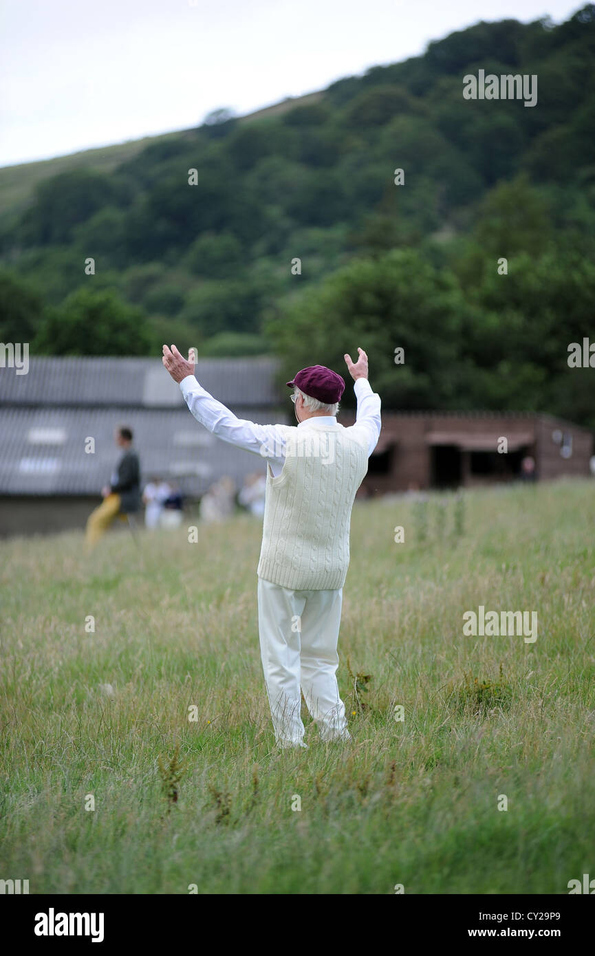 cricket match at spout house, the sun inn in bilsdale, north yorkshire Stock Photo