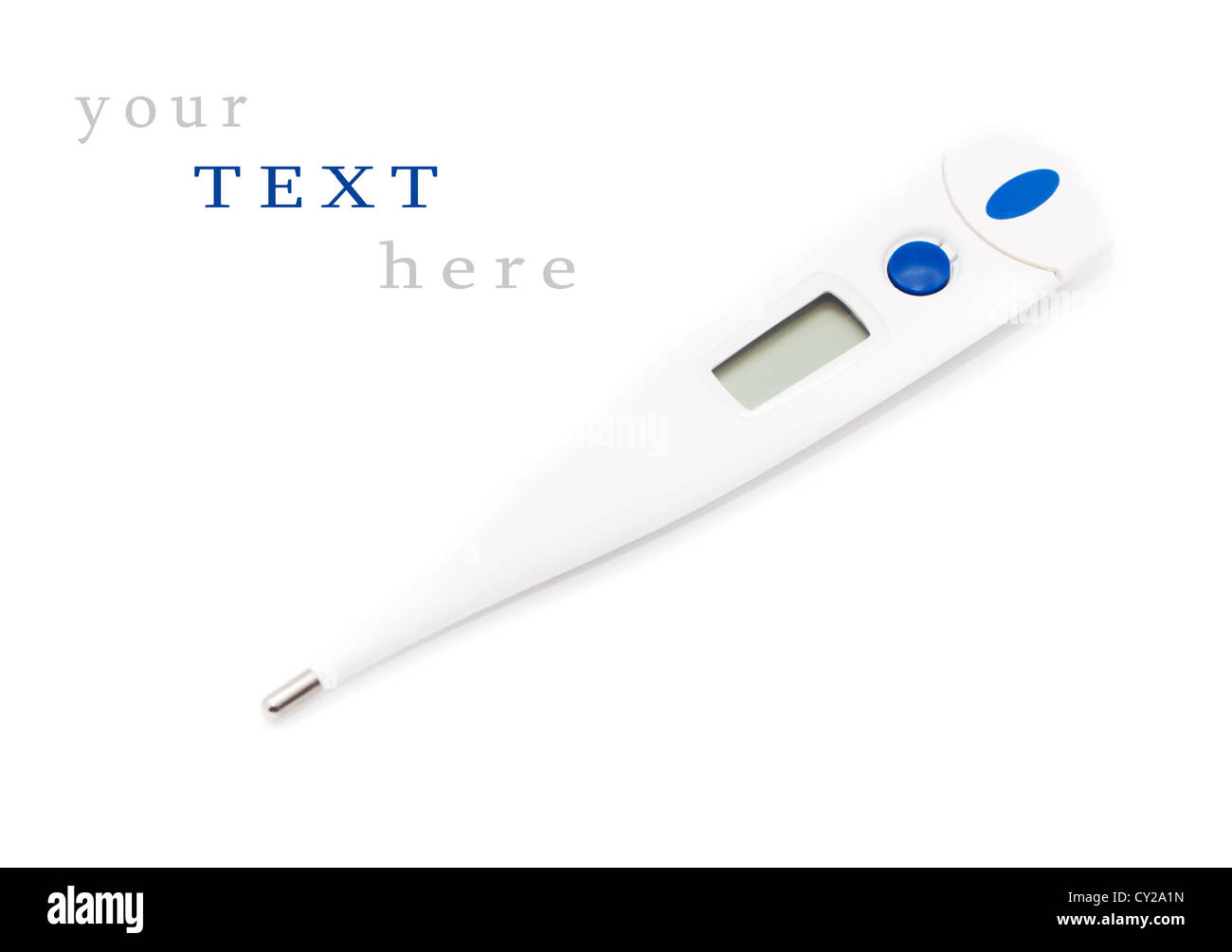 Digital thermometer isolated on the white background (with sample text) Stock Photo