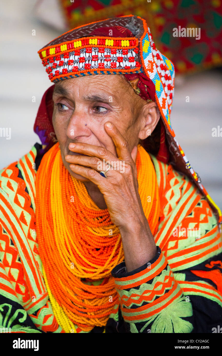 Kalash woman in Northern Pakistan Stock Photo