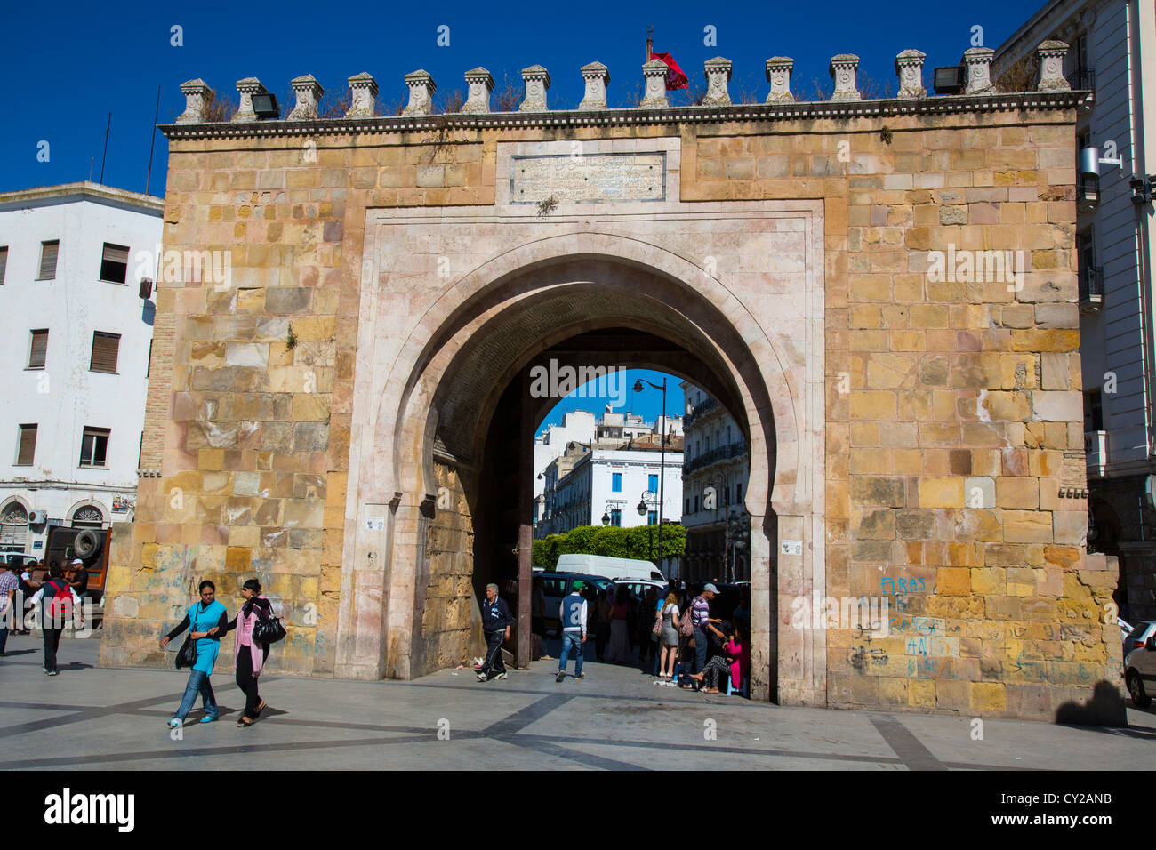 Porte de France or Sea Gate to the Medina in Tunis, Tunisia Stock Photo