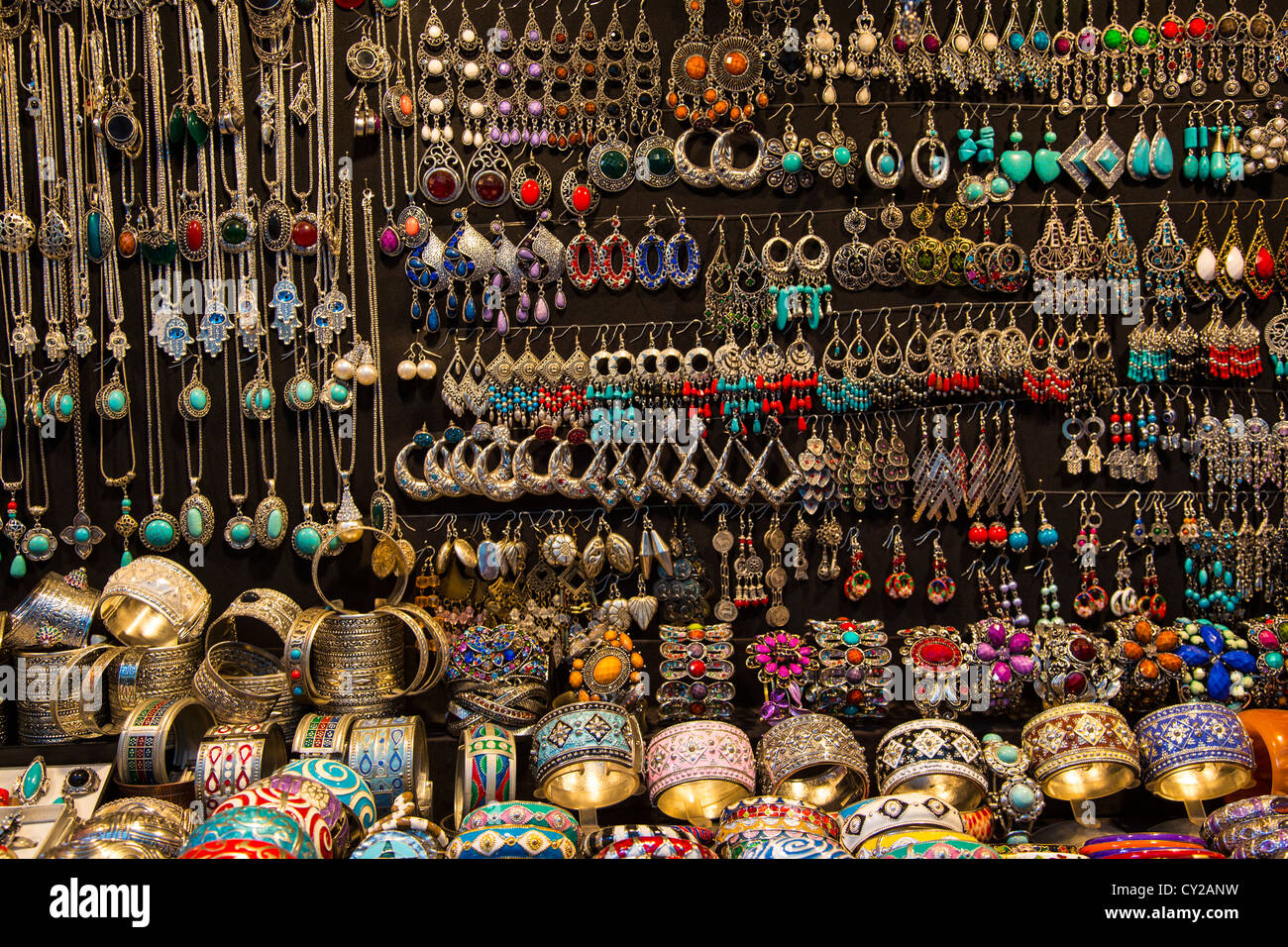 Jewelry in the Tunis Medina, Tunis, Tunisia Stock Photo