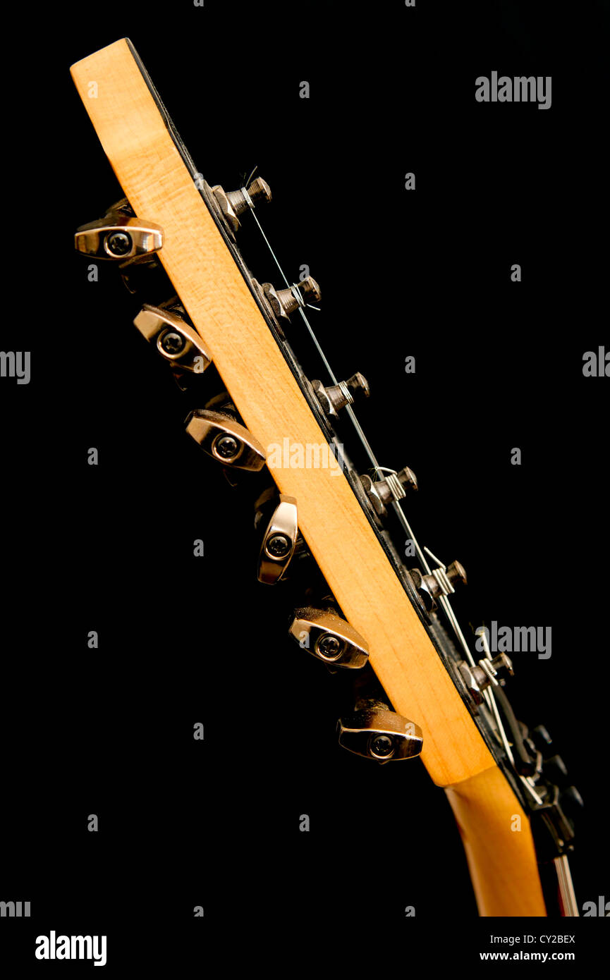 Close up image of guitar head with keys Stock Photo