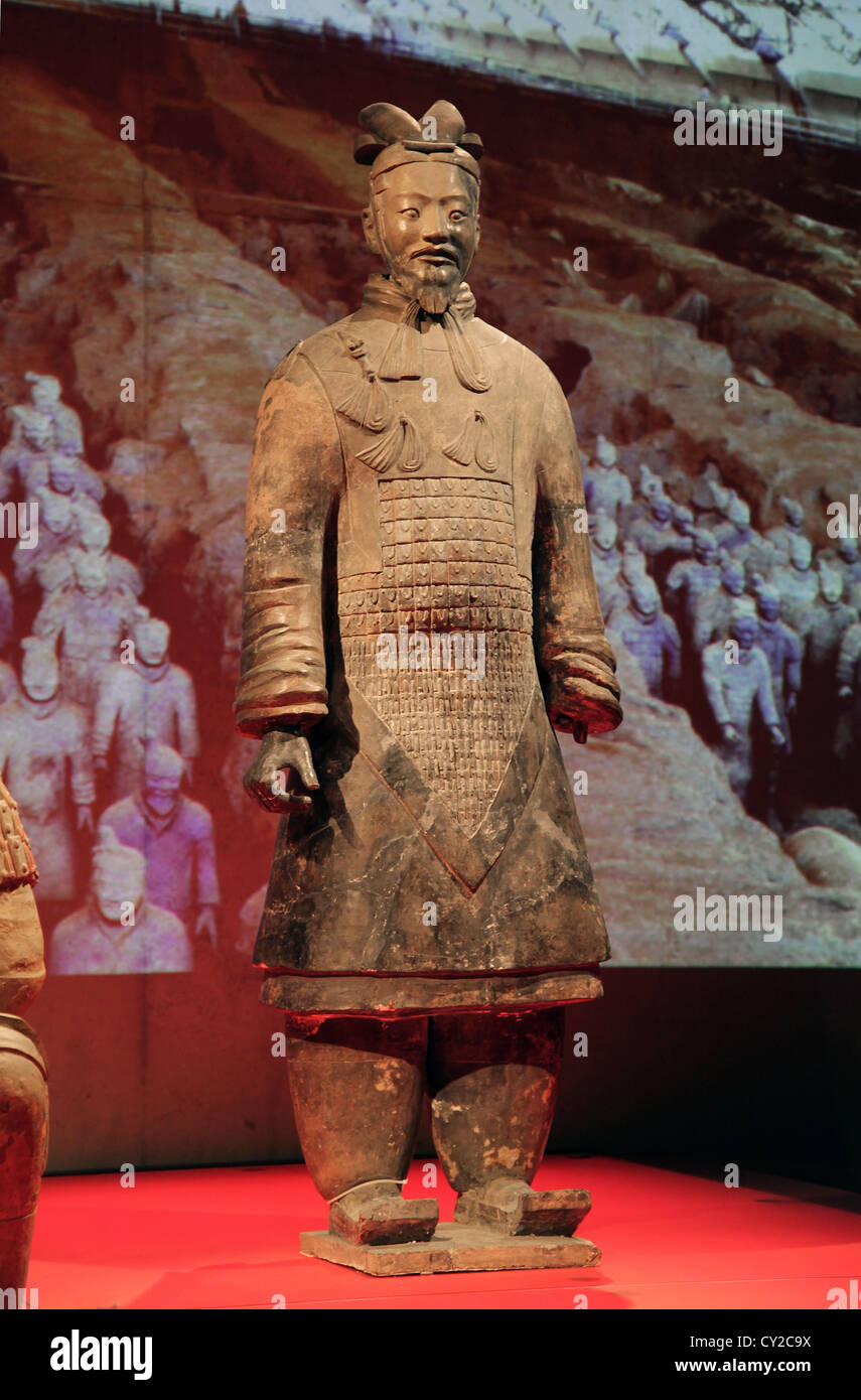 terracotta soldier,archer,qin period,3rd century B.C.,excavated in 2002 from army pit 2 Stock Photo
