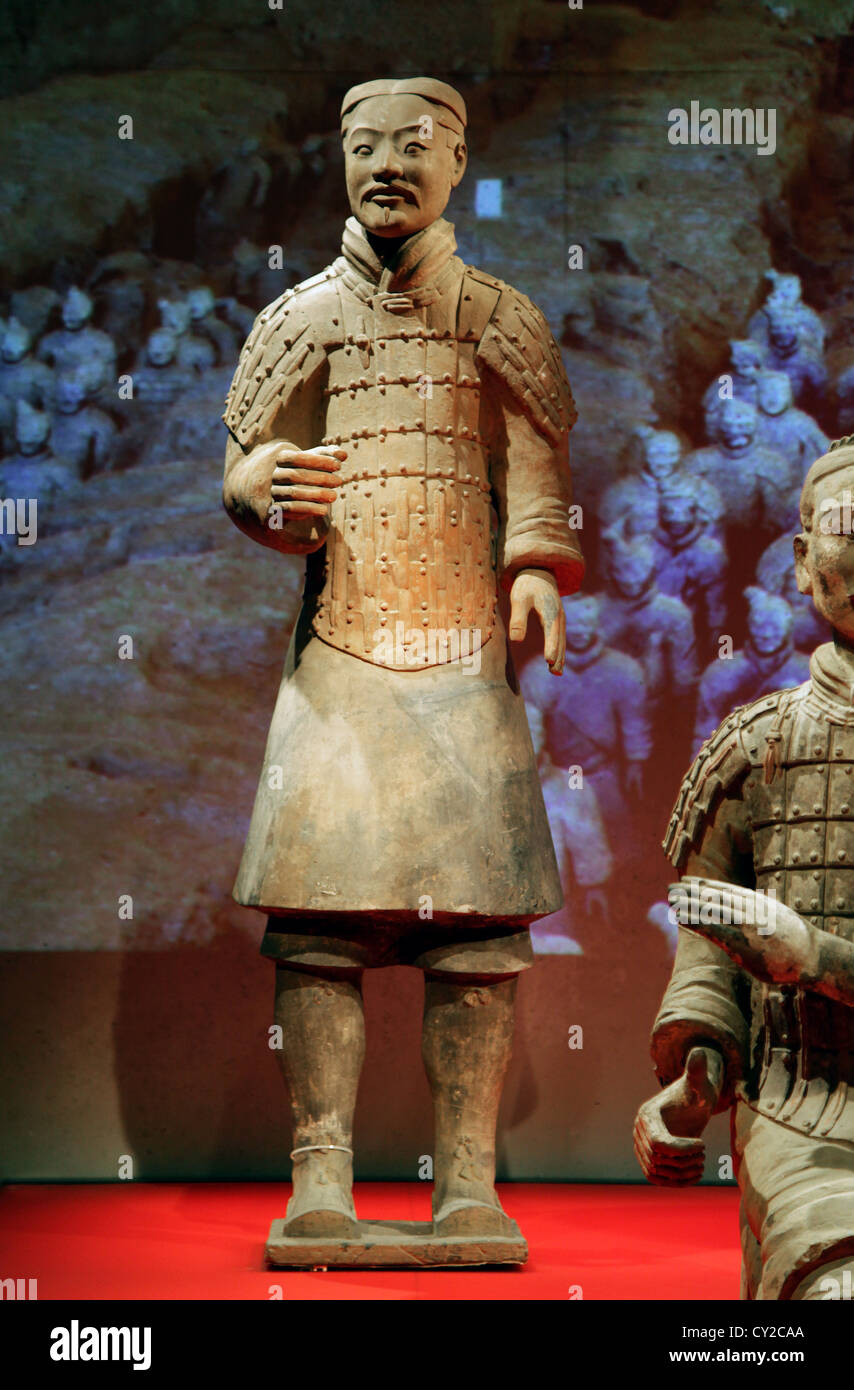 Terracotta soldier,commanding officer.qin period,3rd century B.C.excavated in 1977 from army pit 1 Stock Photo
