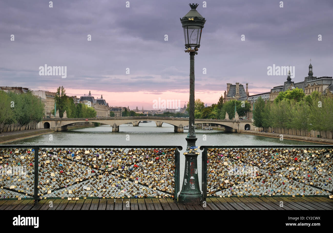 Love padlocks on the bridge Pont des Arts across river Seine in Paris, France Stock Photo Alamy