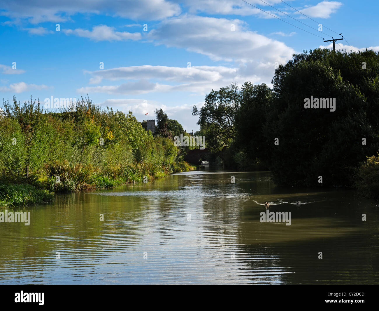 Peaceful Scene on the Grand Union Canal near Stoke Bruerne, Northamptonshire Stock Photo