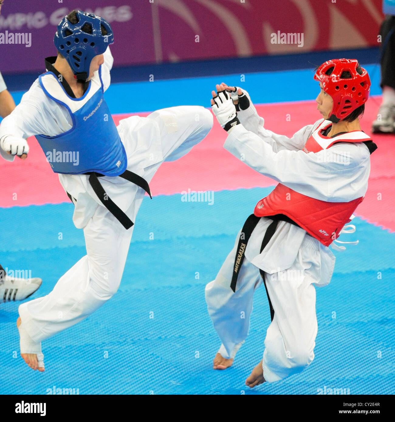 2010 Singapore Youth Olympic Games Men's 55kg Taekwondo Finals Stock