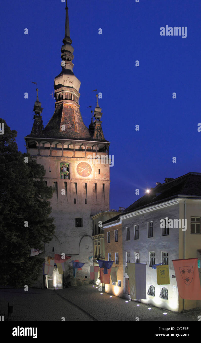 Romania, Sighisoara, Clock Tower, night Stock Photo Alamy