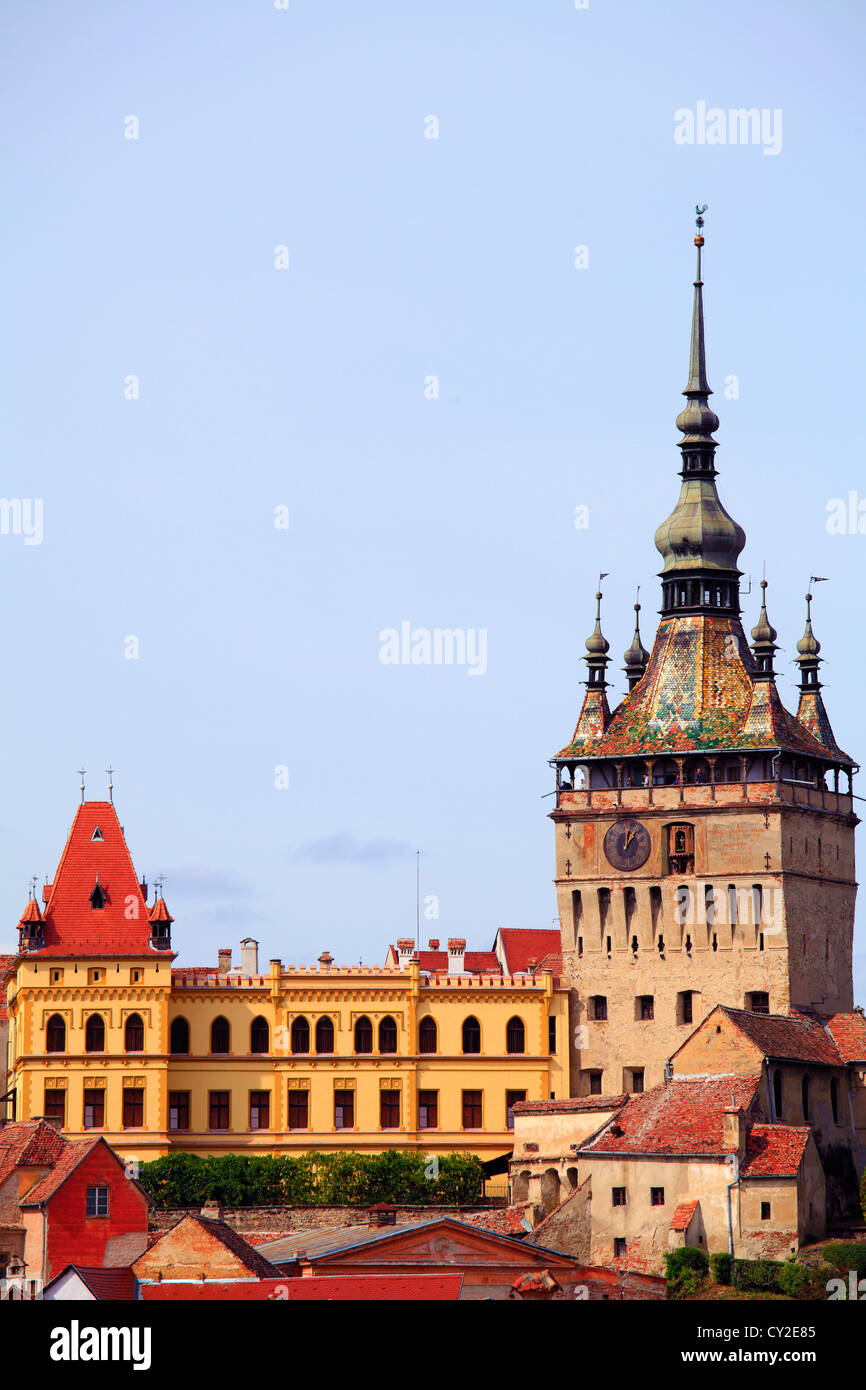 Romania, Sighisoara, Clock Tower Stock Photo Alamy