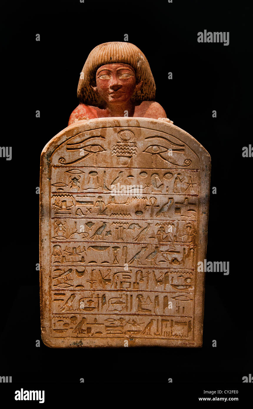 Statue of Roy Chanting the Solar Hymn Written on His Stela Amenhotep II g Dynasty 18  1427–1400 BC Amenhotep I Limestone Egypt Stock Photo