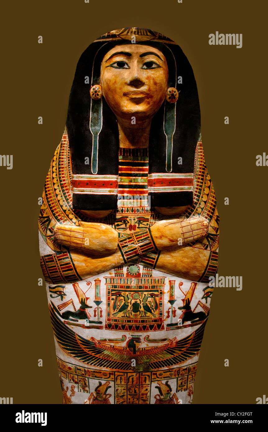 Outer Coffin of Henettawy Dynasty 21 ca. 990–930 B.C. Upper Egypt; Thebes Deir el-Bahri Tomb 203 cm Egyptian Egypt Stock Photo