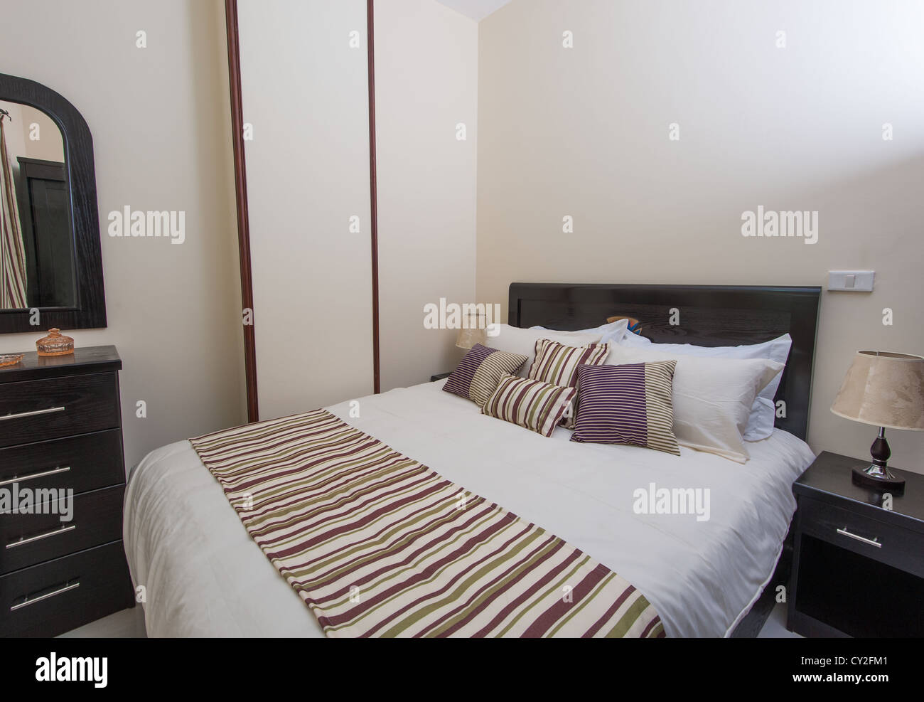 Bedroom in a luxury apartment showing interior design Stock Photo - Alamy