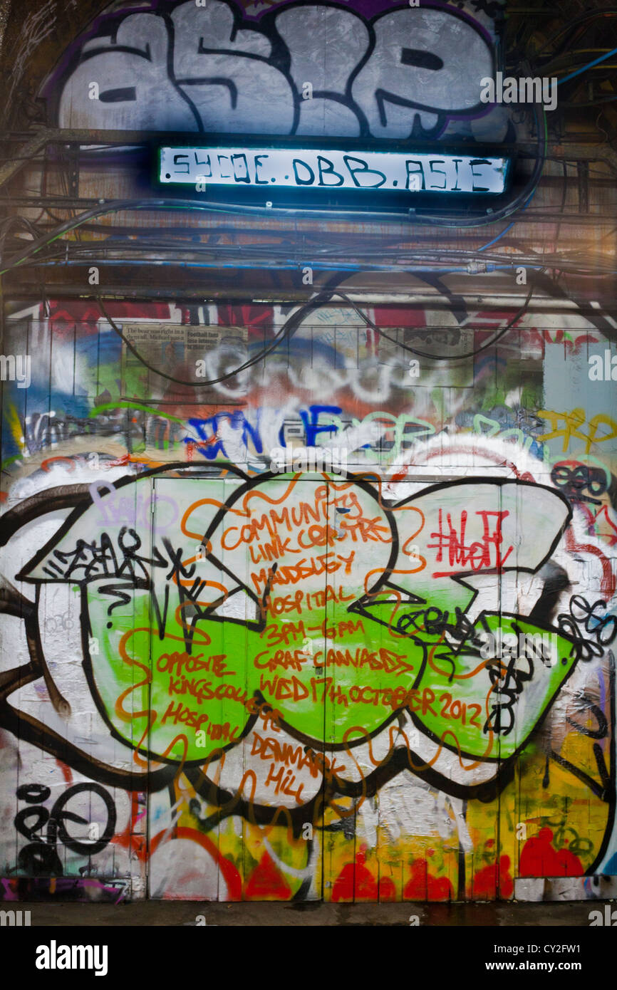 UK Waterloo tunnels Graffitti Stock Photo