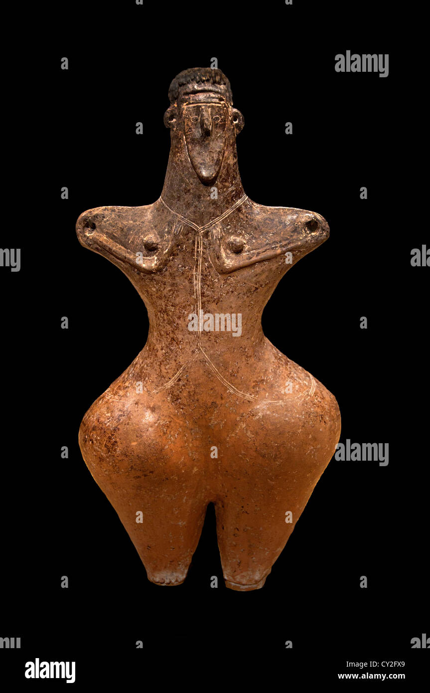 Statuette of a female Iron Age II Ist millennium B.C.  Northwestern Iran Caspian Iranian Ceramic  31cm  Ceramics Stock Photo