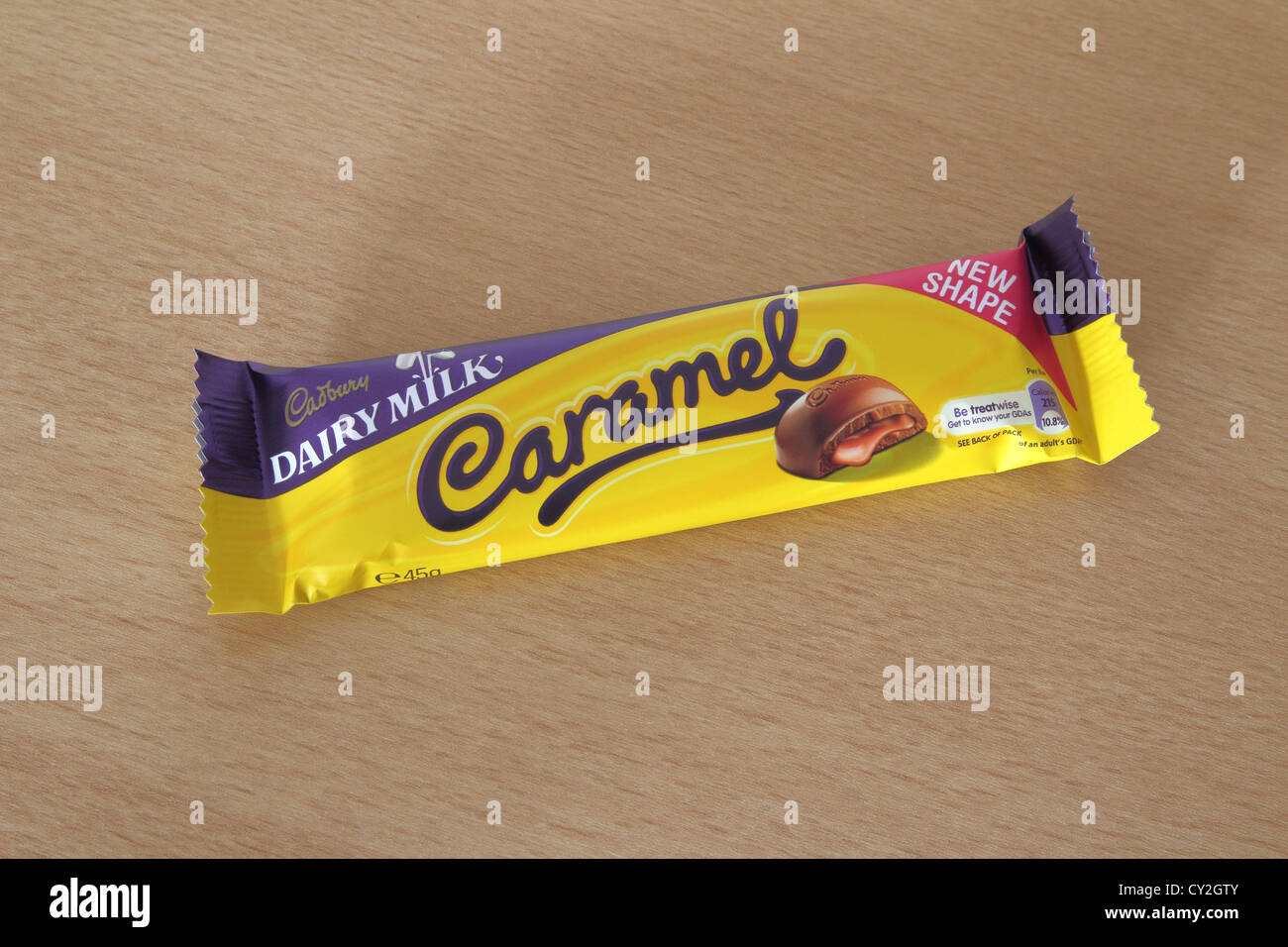 Cadbury's Dairy Milk Caramel Chocolate Bar Stock Photo