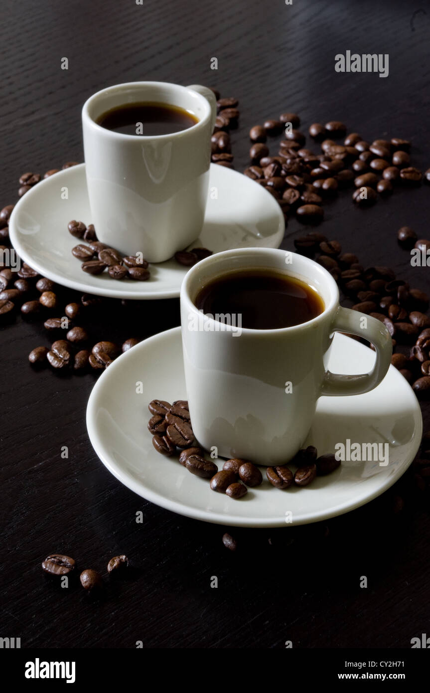 Coffee cup and coffee beans Stock Photo