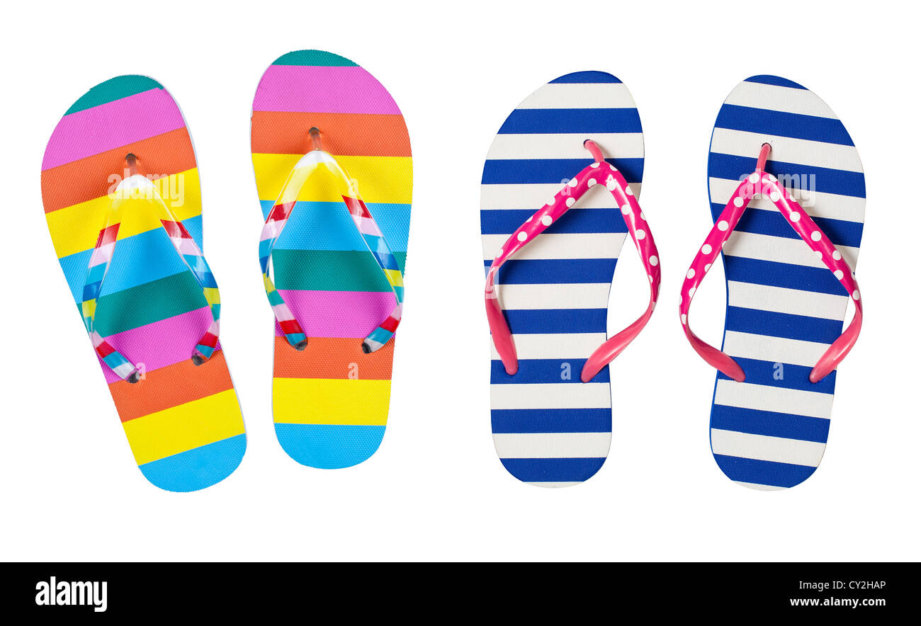 Colourful flip flops isolated on white Stock Photo