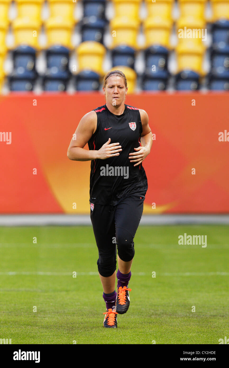 Goalkeeper Nicole Barnhart of the United States warms up before a FIFA Women's World Cup Group C match against North Korea. Stock Photo