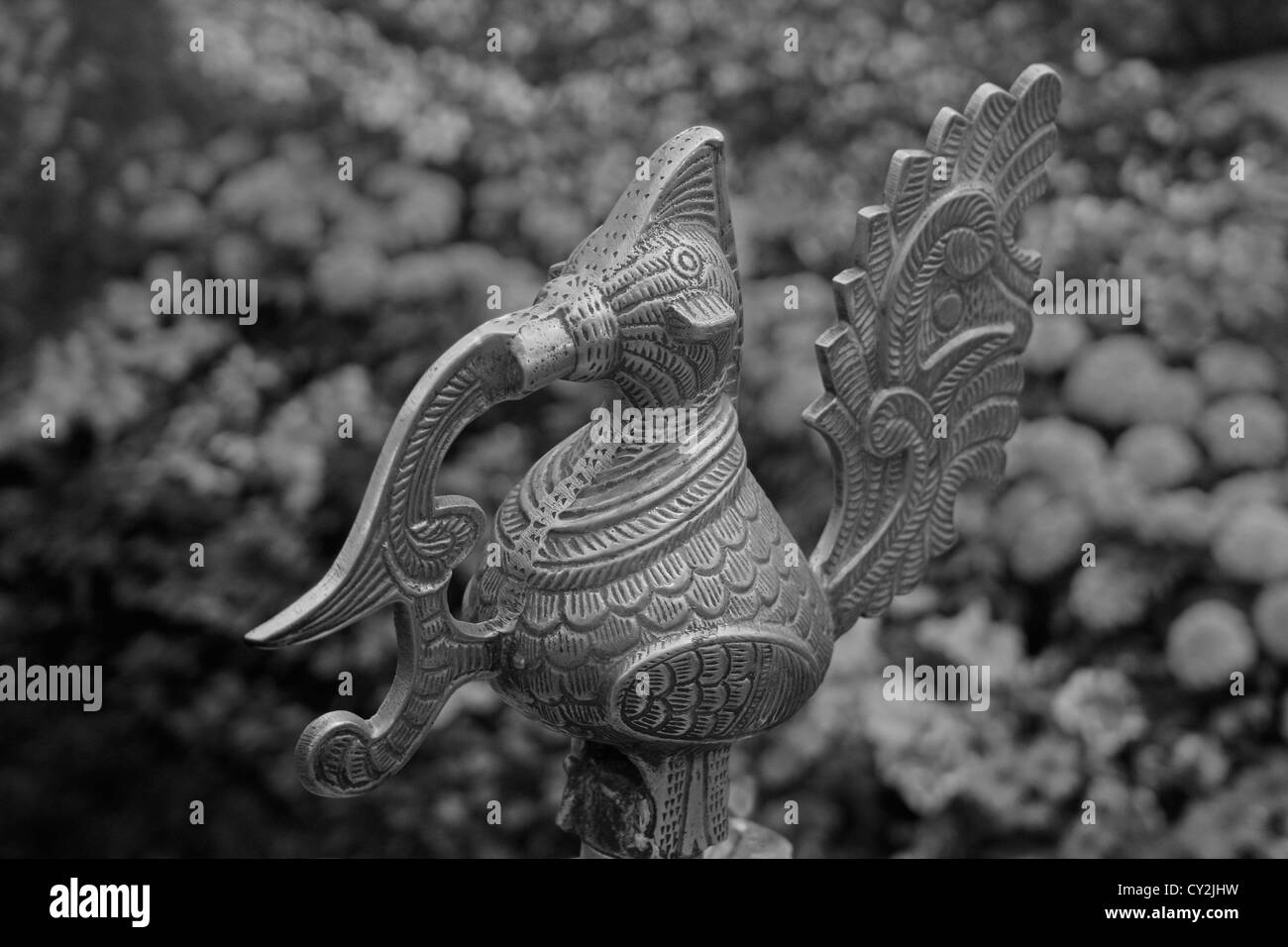 Close-up of a brass oil lamp, India Stock Photo