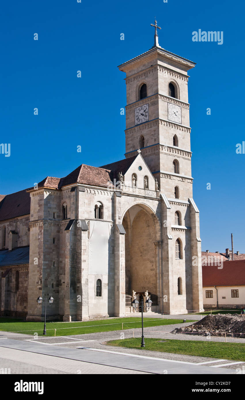 Catholic church in the center of Alba Iulia, Transylvania, Romania Stock Photo