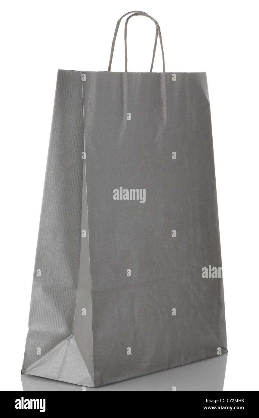 Grey paper bag over white background Stock Photo Alamy