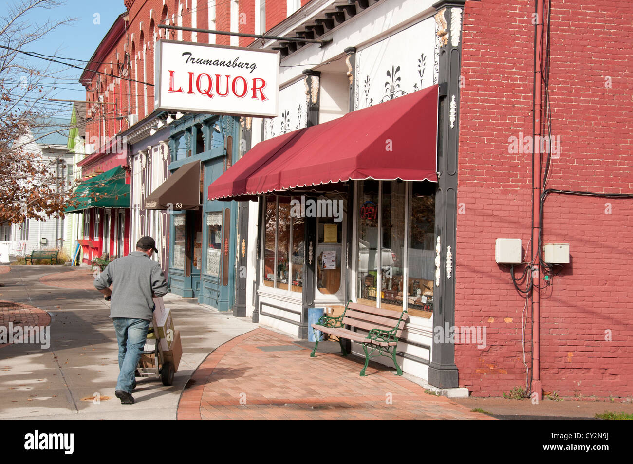 Man delivering to liqueur store in Trumansburg, NY Stock Photo Alamy