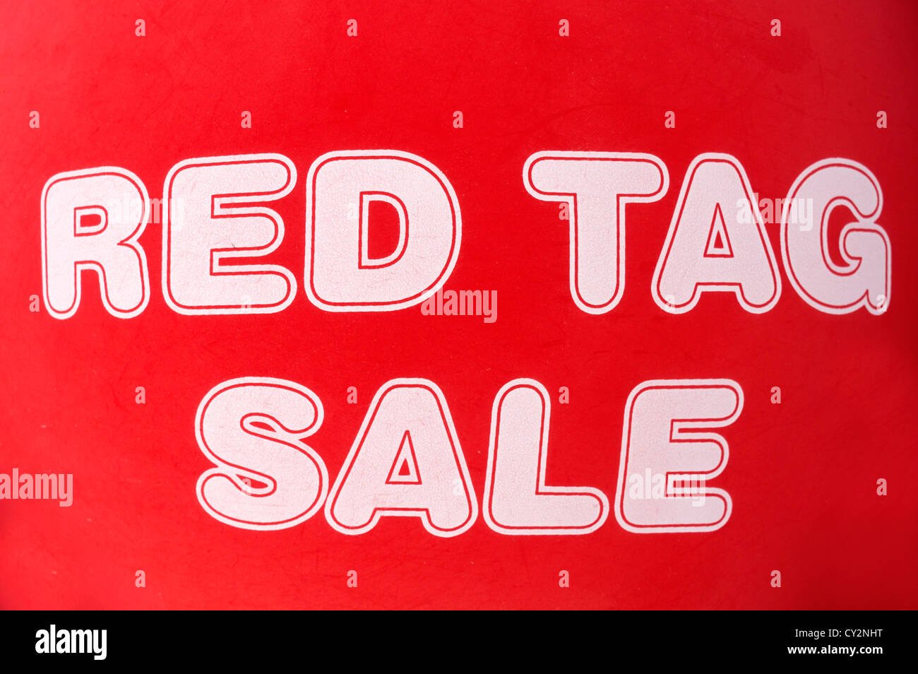 Red Tag Sale balloon at Florida car dealership, USA Stock Photo